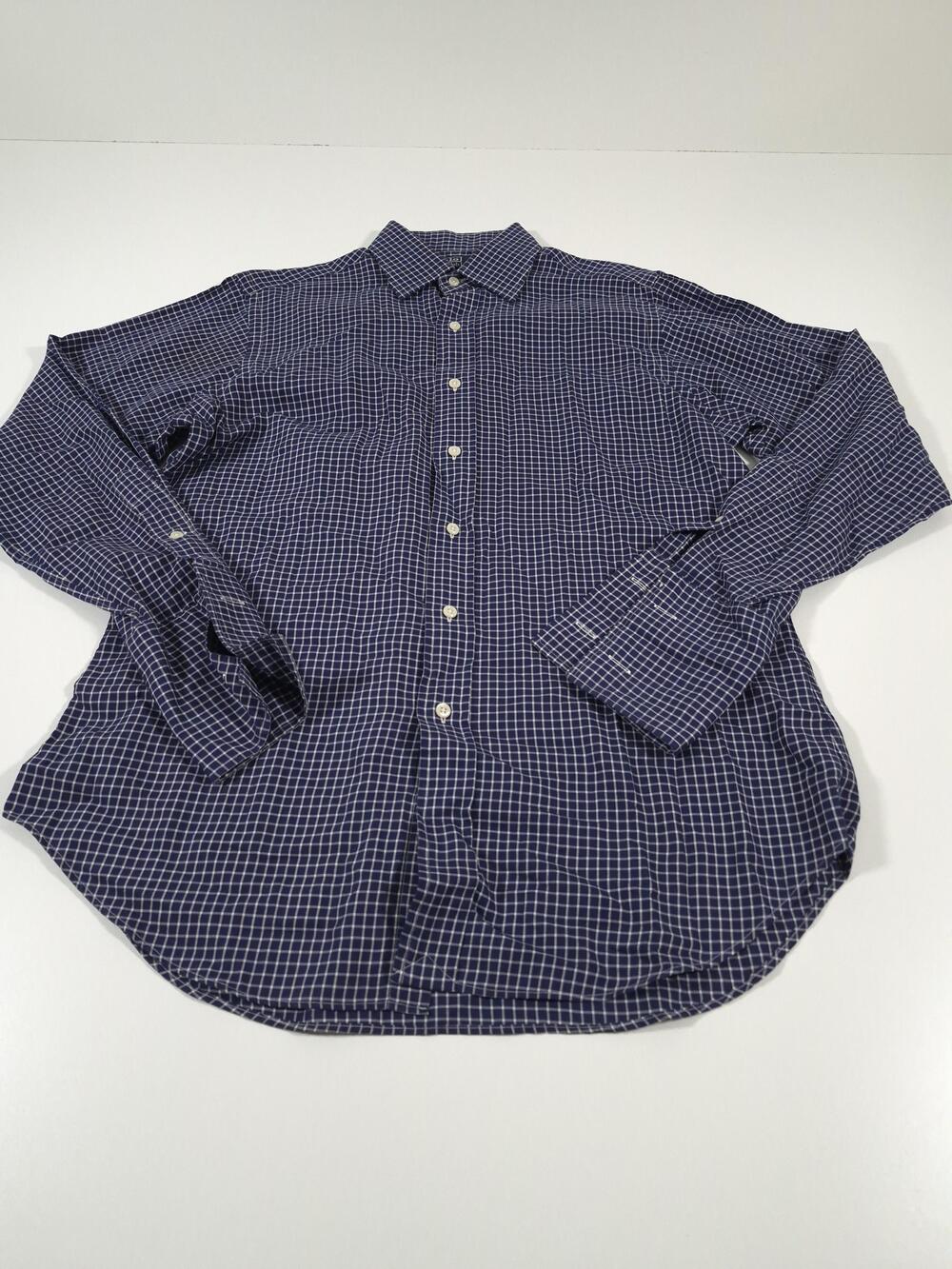 Polo Ralph Lauren Dress Shirt Mens 15.5 34/35 Blue Check Curham L/S French Cuff